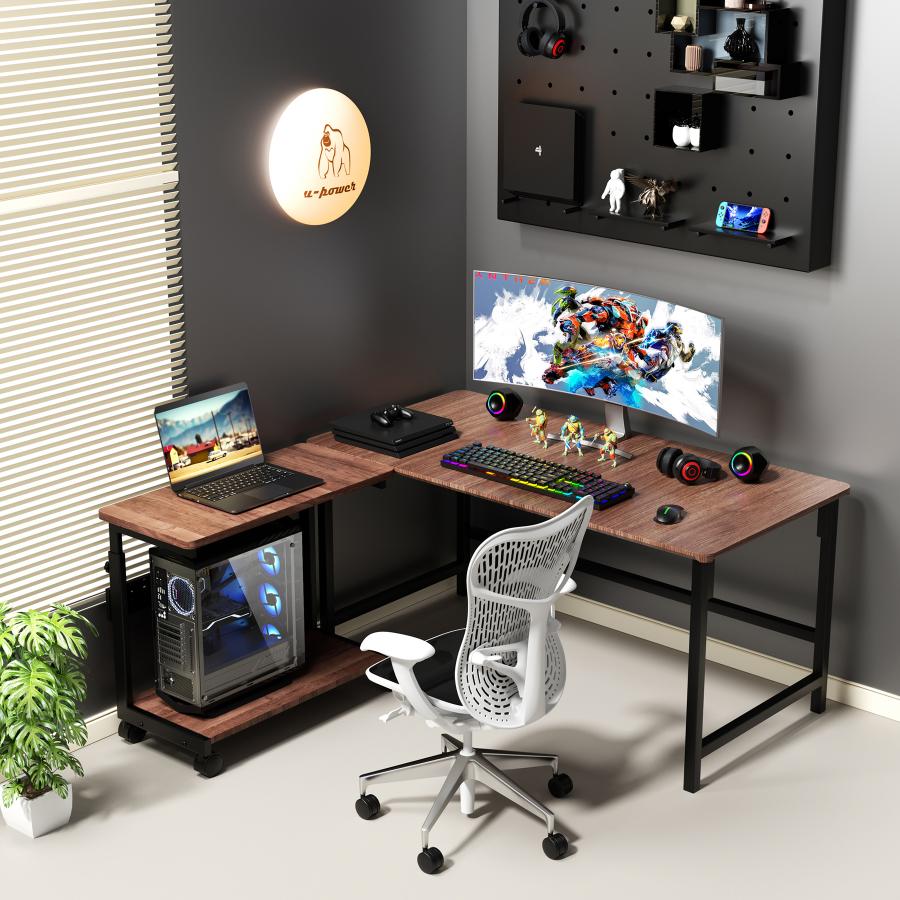 U-POWER PCワゴン 昇降式 L字デスク パソコンラック PCラック 高さ調整