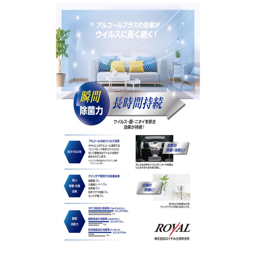 【業務用・高濃度エタノール】抗ウイルス・除菌・消臭剤 ROYALクリンテアEXアルコールプラス スプレーボトル付き |  | 03