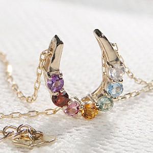 K10 YG WG ゴールド ブレスレット ブレス 馬蹄 カラーストーン お守り 