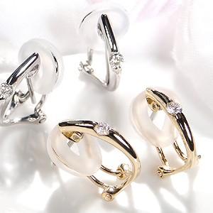 k18YG/プラチナ900 0.10ct ダイヤモンド 2WAY ピアス・イヤリング 