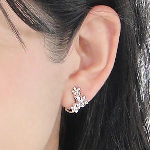 k18YG/PG/PT900 0.10ct ダイヤモンド 2WAY ピアス・イヤリング チタンポスト  18金 ゴールド 3種 2WAY フラワーモチーフ K18 CAE-0016の画像