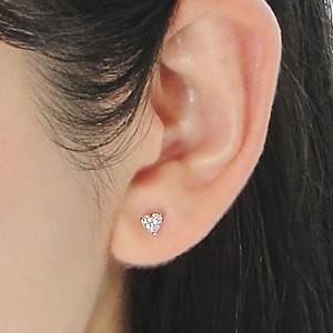 ダイヤモンドピアス 一粒 プラチナ 大粒 ハート スタッド ソーティング付き CAE-0025の画像