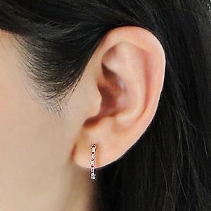 18金 ルビーフープピアス ダイヤモンド レディース ピアス 普段使い CAE-0027の画像