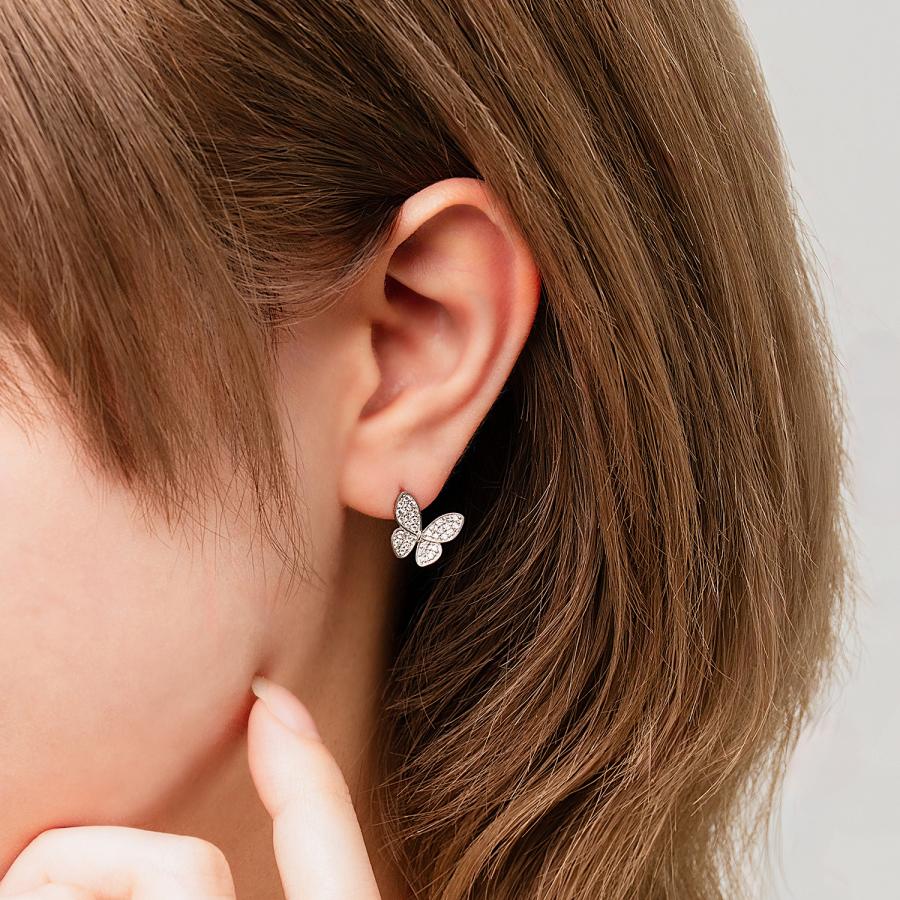 限定価格＊プラチナ バタフライ ハーフピアス 18金 蝶 ピアス バタフライ ダイヤモンド プラチナ レディース CAE