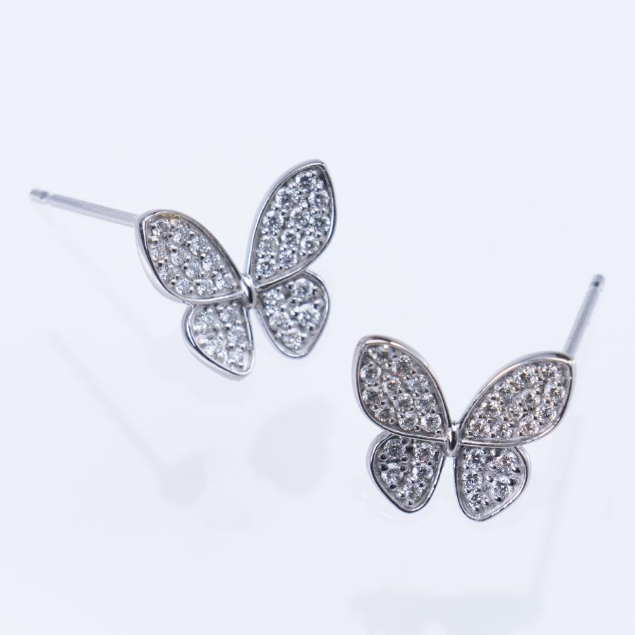18金 蝶 ピアス バタフライ ダイヤモンド プラチナ レディース CAE