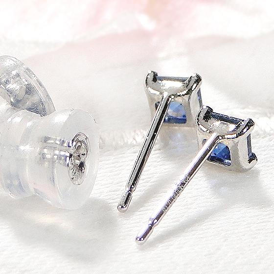 サファイア ピアス プラチナ スクエア プリンセスカット ブルー サファイア ピアス プラチナ スクエア プリンセスカット ブルー