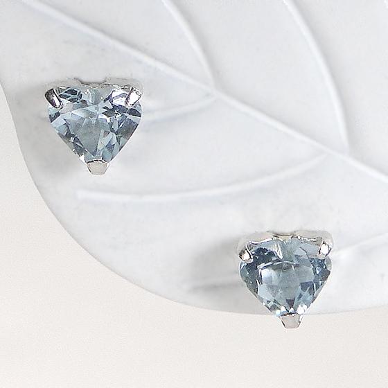 ピアス プラチナ レディース アクアマリン ハート 一粒 CAE-0072