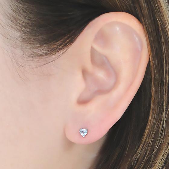 ピアス プラチナ レディース アクアマリン ハート 一粒 CAE-0072