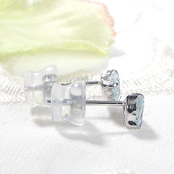 ピアス プラチナ レディース アクアマリン ハート 一粒 CAE-0072