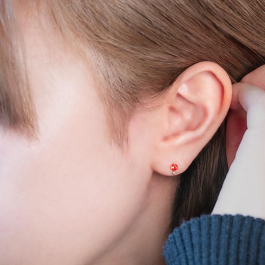 K18 ピアス オパール メキシコ ファイヤー ダイヤ 18金 オレンジ 両耳