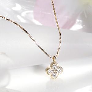 ネックレス レディース 18金 ペンダント ダイヤモンド 花 クローバー プレゼント CAN-0015｜jcamelot