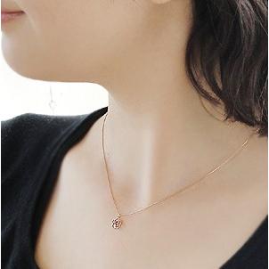 18金 ルビー ネックレス ペンダント ピンクゴールド フラワー 7月 誕生石 CAN-0017の画像