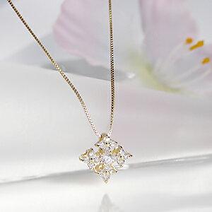 ネックレス レディース 18金 ダイヤモンド ペンダント フラワー 普段使い プレゼント CAN-0018K