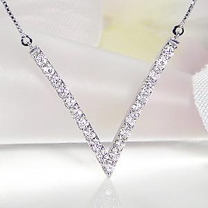 ネックレス 18金ネックレス ダイヤモンド ペンダント Vライン 細身 プレゼント CAN-0038の画像