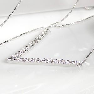 ネックレス 18金ネックレス ダイヤモンド ペンダント Vライン 細身 プレゼント CAN-0038の画像
