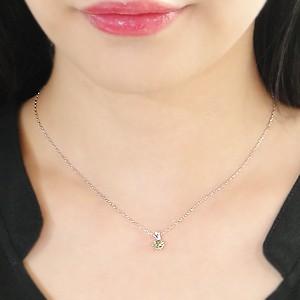 デマントイドガーネット プラチナ ネックレス ダイヤモンド ペンダント 一粒 ガーネット CAN-0048の画像