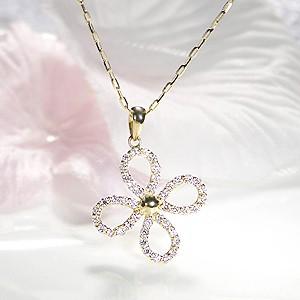 18金ネックレス レディース ダイヤモンドネックレス ペンダント フラワー CAN-0059の画像