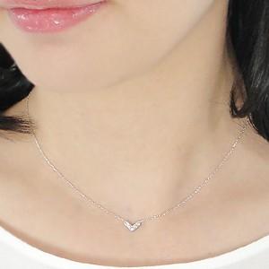 k18YG/Pt900【0.1ct】Vライン ダイヤモンド ネックレス レディース 