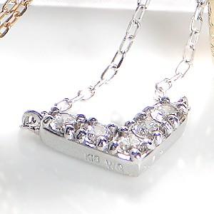 k18YG/Pt900【0.1ct】Vライン ダイヤモンド ネックレス レディース 