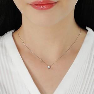 ダイヤモンドネックレス フクリン留め 一粒 ダイヤモンド ペンダント H&C プレゼントの画像