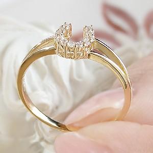 18金 リング 18K ホースシュー 馬蹄 指輪 ダイヤモンド アミュレット