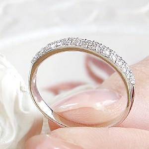 ダイヤモンド リング パヴェ エタニティ プラチナ 指輪 普段使い 2連