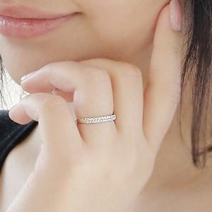 ダイヤモンド リング パヴェ エタニティ プラチナ 指輪 普段使い 2連