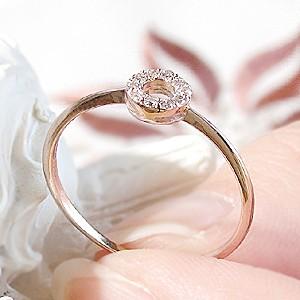 18金 ピンキーリング 指輪 レディース ダイヤ サークル ドーナツ型