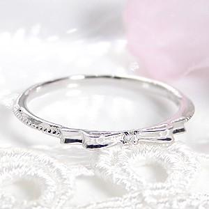 K10 リング 指輪 ダイヤモンド ピンキー ホワイトゴールド リボン 重ねづけ CAR-0109W