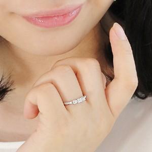 pt900 プラチナ 指輪 リング ダイヤモンド ダイヤ 角ダイヤ 0.17ct H-SIクラス リボン CAR-0128の画像