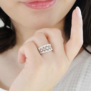 指輪 リング 太め プラチナ ダイヤモンドリング 大粒 ミル打ち 50代