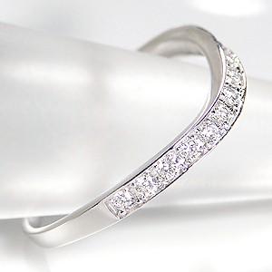 ダイヤモンド エタニティ リング プラチナ V字 普段使い ウェーブ