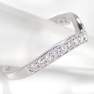 プラチナ ダイヤモンド リング 指輪 エタニティ V字 ウェーブ ミル打ち