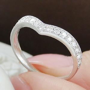 プラチナ ダイヤモンド リング 指輪 エタニティ V字 ウェーブ ミル打ち