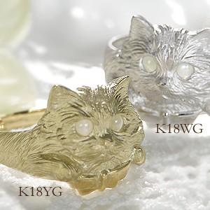 指輪 ネコ リング 18金 キャッツアイ ネコの指輪 猫の目 動物 指輪 ネコ リング 18金 キャッツアイ ネコの指輪 猫の目 動物
