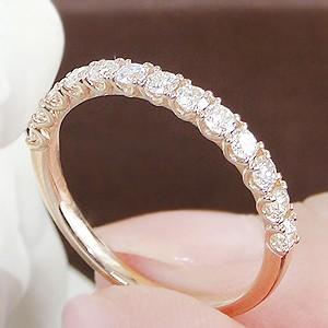 K18PG ゴールド ダイヤモンド ダイヤ 指輪 リング エタニティ 人気 0.50 H-SIクラス ハーフエタニティ CAR-0219PG |  | 03