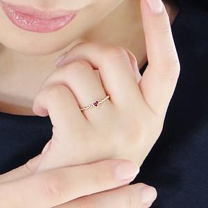 18金 ピンキーリング ルビー 指輪 ハート 天然石 プレゼント 18金 ピンキーリング ルビー 指輪 ハート 天然石 プレゼント