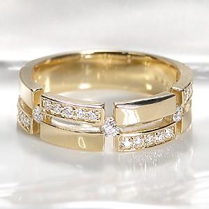 18金 リング 18K ダイヤモンド ペアリング メンズ イエローゴールド ペア シンプル CAR-0231K | 