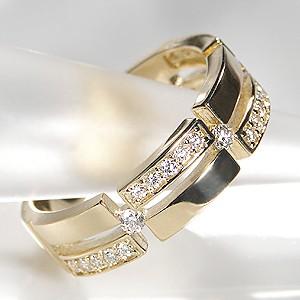 18金 リング 18K ダイヤモンド ペアリング メンズ イエローゴールド ペア シンプル CAR-0231K |  | 01