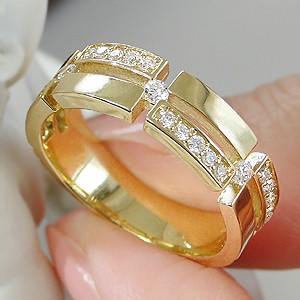 18金 リング 18K ダイヤモンド ペアリング メンズ イエローゴールド ペア シンプル CAR-0231K |  | 02