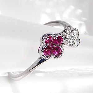 プラチナゴールド、ピンクルビー、ダイヤストーン リング ピンキーリング ピンクゴールド ルビー Vリング シルバー925 天然石