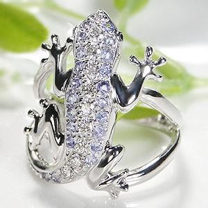 指輪 18金 メンズ レディース タンザナイト リング ダイヤモンド