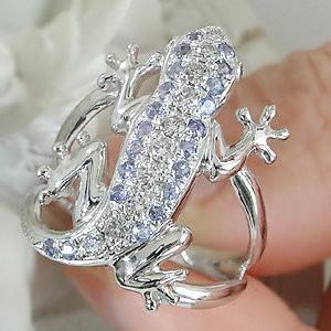 指輪 18金 メンズ レディース タンザナイト リング ダイヤモンド