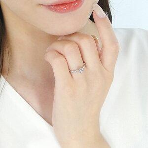 プラチナ ダイヤモンド リング フラワー 指輪 Pt950 花 重ね付け シンプル CAR-0267の画像