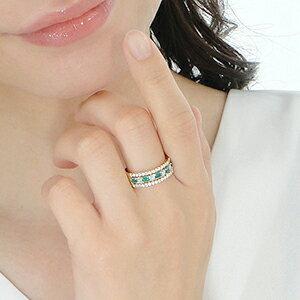 18金リング エメラルド 指輪 女性 ダイヤモンド リング エタニティ