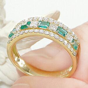 18金リング エメラルド 指輪 女性 ダイヤモンド リング エタニティ