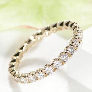 フルエタニティリング ダイヤモンド 18金 イエローゴールド K18 細身 1