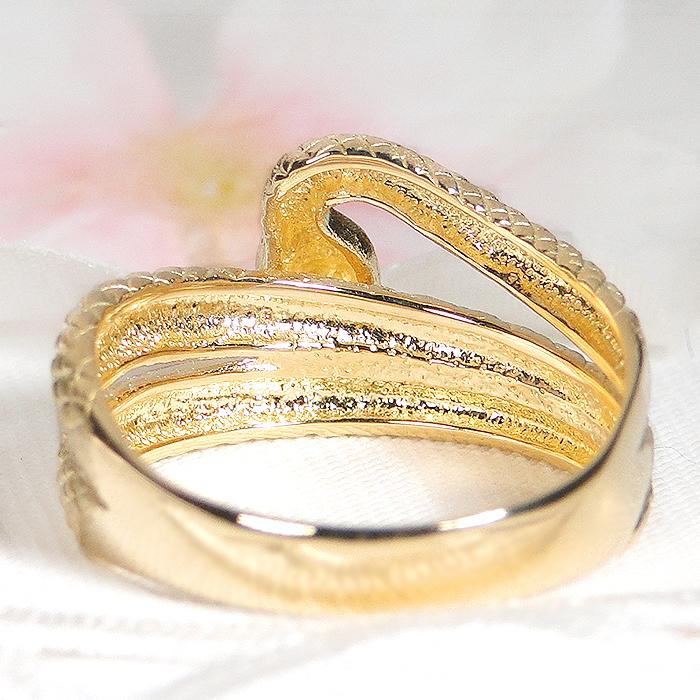 18金 スネークリング 指輪 鱗模様 厄除け ダイヤモンド へび リング