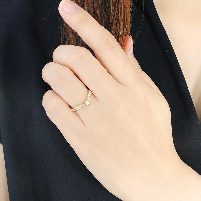 新品◆ K18YG ダイヤモンド Vラインリング 楽天市場】K18YG ダイヤモンド V ライン リング 重ねづけできる