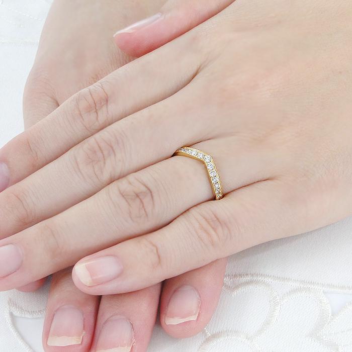 新品◆ K18YG ダイヤモンド Vラインリング 楽天市場】K18YG ダイヤモンド V ライン リング 重ねづけできる